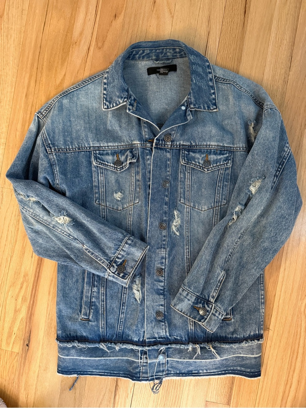 Classic Blue Distressed Denim Jacket - Vintage inspired